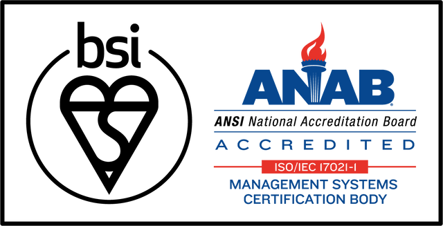 BSI ANAB ISO 9001 certification mark